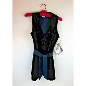 Rampage Womens longline Vest Black velveteen tie back Figure flattering Size M